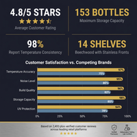 153 Bottle Seamless Stainless Steel Dual Zone Wine Refrigerator — Results & Stats