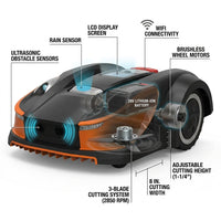 28-Volt 8 In. Cutting Width Robot Lawn Mower Revola X4E Mower, Brushless Wheel Motors, Cloudhawk App and Wifi Control — How It Works