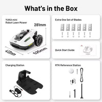 Yuka Mini 7.5 In. Robot Lawn Mower (1/4 Acre) Adjustable Cutting Height (2 In. - 3.5 In.), All Terrain, AI Vision
