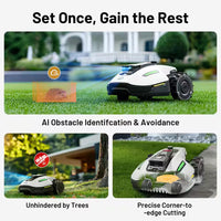 Yuka Mini 7.5 In. Robot Lawn Mower (1/4 Acre) Adjustable Cutting Height (2 In. - 3.5 In.), All Terrain, AI Vision