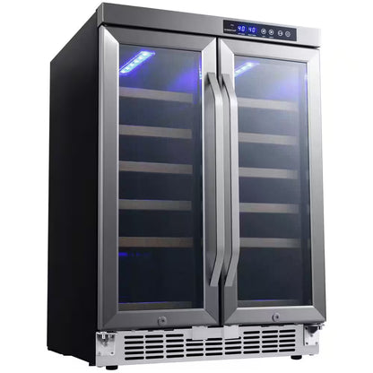 36 Bottle 24 In. Built-In French Door Dual Zone Wine Cooler