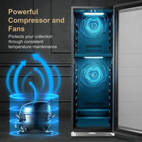 153 Bottle Seamless Stainless Steel Dual Zone Wine Refrigerator